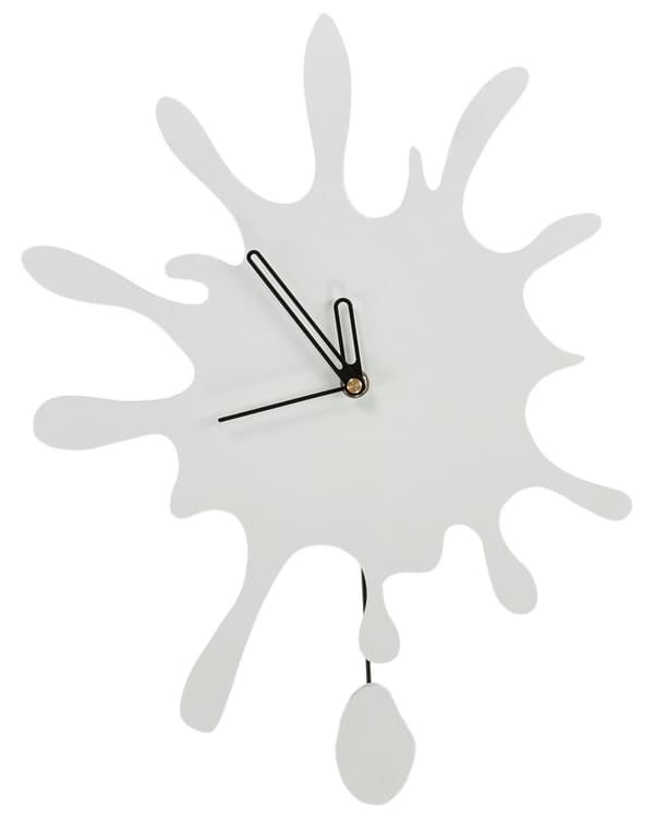 Vægur hvid MDF metal 27 x 37 cm design uden tal med dekorativt pendul tilbehør i moderne stil til stuen