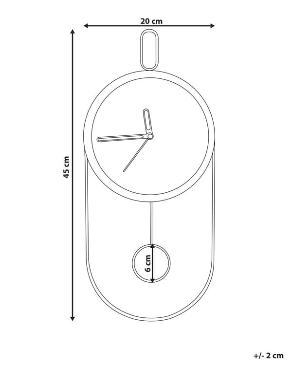 Vægur lyst træ MDF metal 20 x 45 cm moderne minimalistisk dekorativt penduldesign uden tal dekoration stue