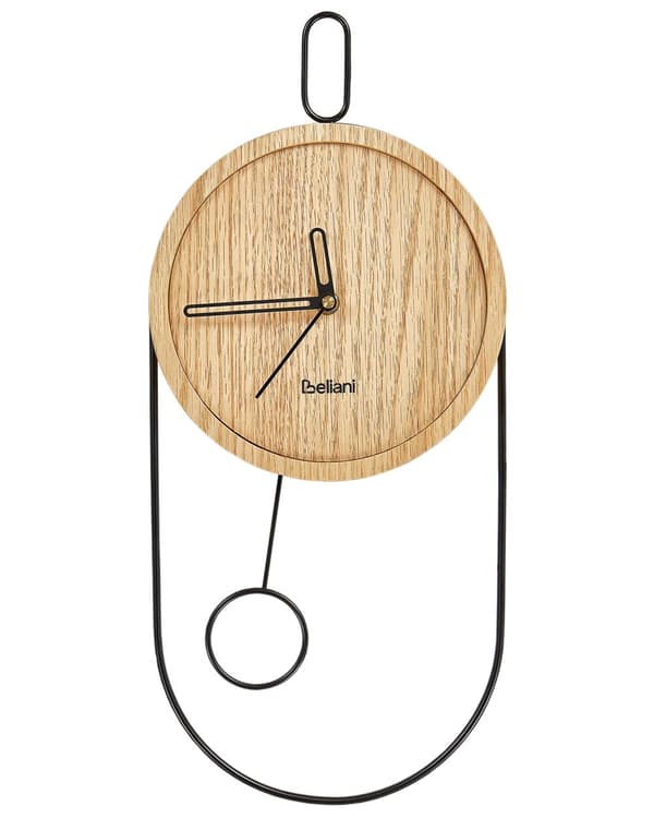 Vægur lyst træ MDF metal 20 x 45 cm moderne minimalistisk dekorativt penduldesign uden tal dekoration stue