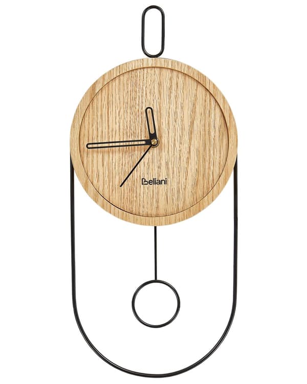 Vægur lyst træ MDF metal 20 x 45 cm moderne minimalistisk dekorativt penduldesign uden tal dekoration stue