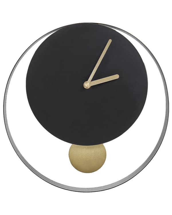 Vægur sort og guld stål metal ⌀ 30 cm moderne minimalistisk design uden tal dekoration stue