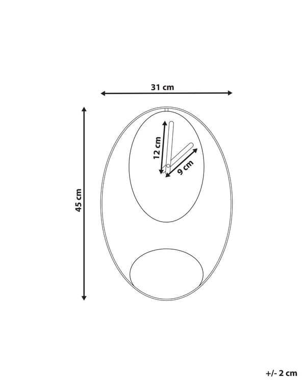 Veggklokke i Svart og Gull Stålmetall 31 x 45 cm Moderne Minimalistisk Design Uten Tall Stueinnredning