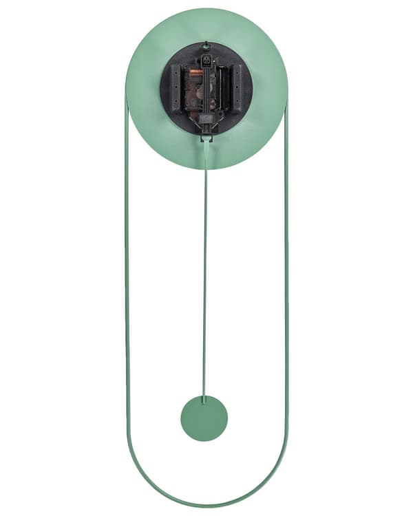 Veggklokke Lysegrønn Stålmetall 20 x 62 cm Moderne Minimalistisk Dekorativ Pendeldesign Uten Tall Stueinnredning