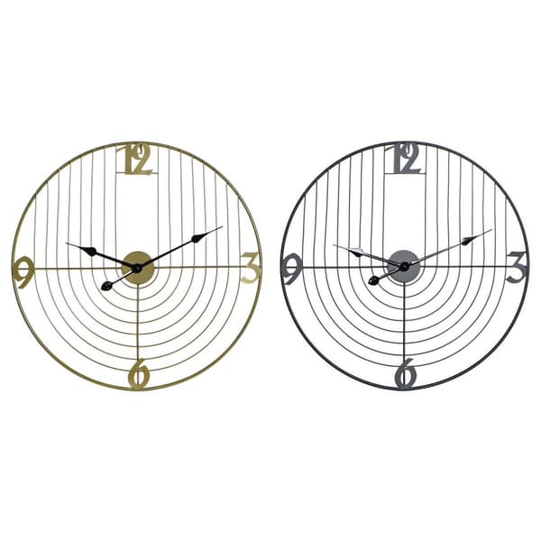 Väggklocka DKD Home Decor Svart Gyllene Metall 60 x 3 x 60 cm Modern (2 antal)