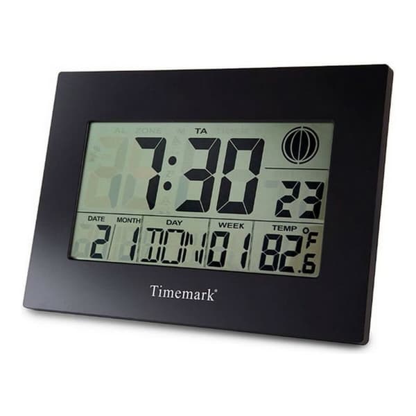 Seinäkello lämpömittarilla Timemark Musta (24 x 17 x 2 cm)
