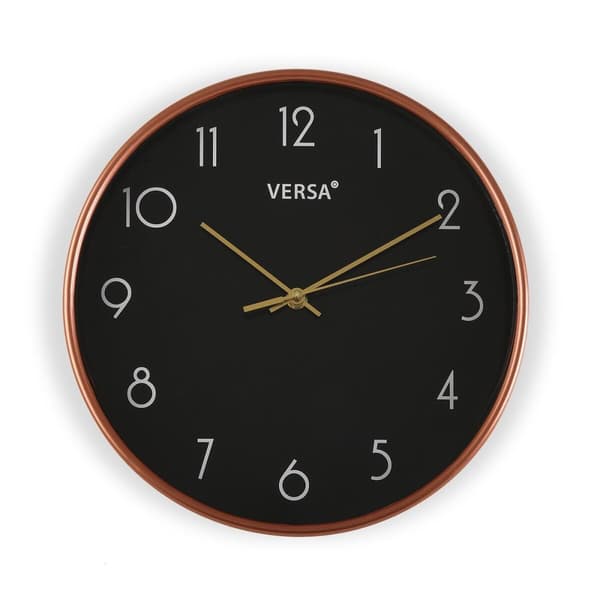 Väggklocka Versa Svart Plast 4 x 30 x 30 cm