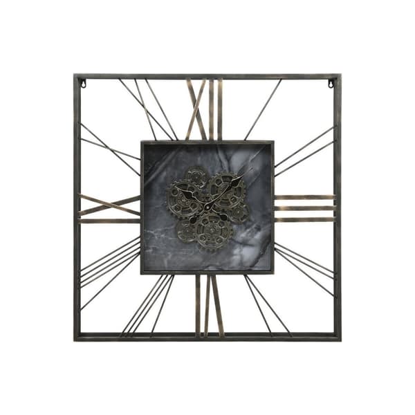 Vægur Home ESPRIT Sort Gylden Metal Krystal 80 x 8 x 80 cm