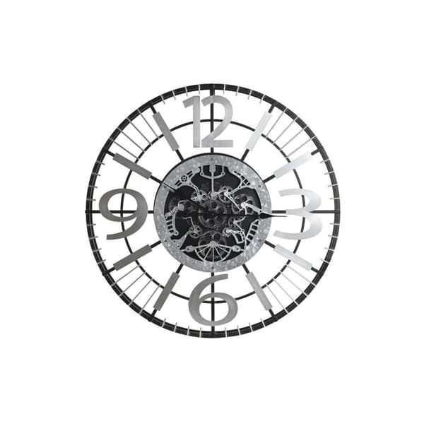 Väggklocka DKD Home Decor Silvrig Svart Järn (80 x 7 x 80 cm)