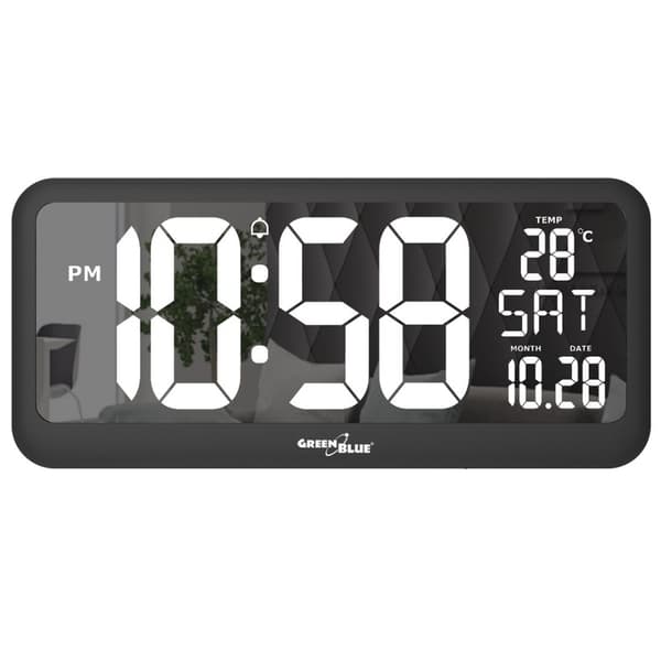 Stor digital klocka Väggfäste fristående med temperatursensor 37x17cm LCD-skärm Strömadapter och batteridriven