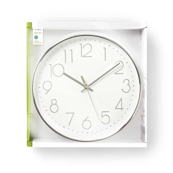 Nedis CLWA015PC30SR Rundt vægur Diameter 30 Cm Hvid & Sølv