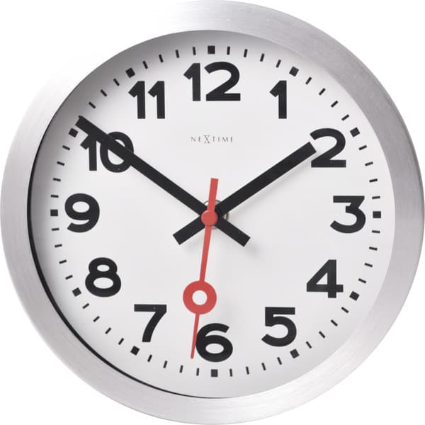 NeXtime NE-3998AR Väggklocka Dia. 19 cm, Borstad aluminium, 'Station'