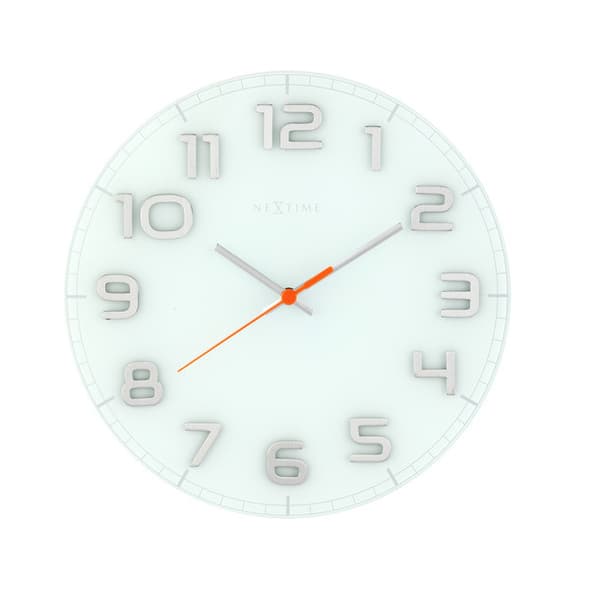NeXtime NE-8817WI Väggklocka Dia. 30 X 3,5 Cm, Glas, Vit, "Snygg rund"