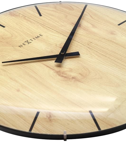 NeXtime NE-3249 Vægur Kant-Træ-Kuppel Dia 35 cm Plast Lysebrun