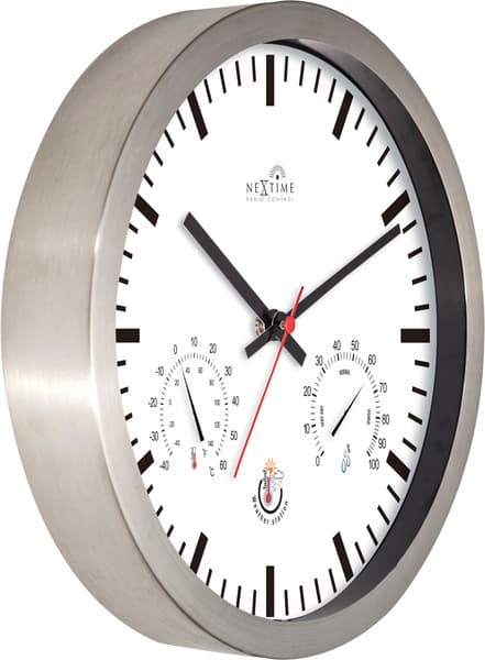 NeXtime NE-90513WI Vægur + Vejrstation 25 cm Hvid RC Aluminium