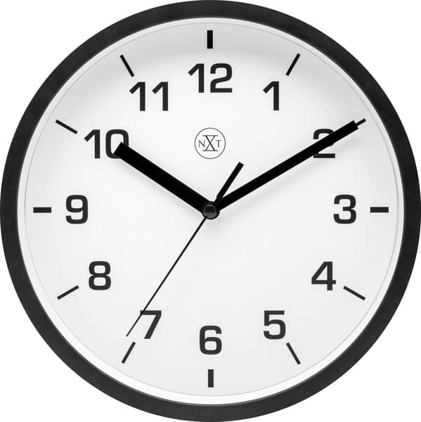 NeXtime NX-7321ZW Vægur NXT Diameter 20 cm Plast Sort, Hvid Urskive