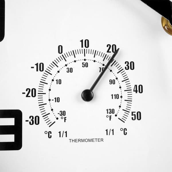 Vægur med termometer og hygrometer, hvid, 25 cm