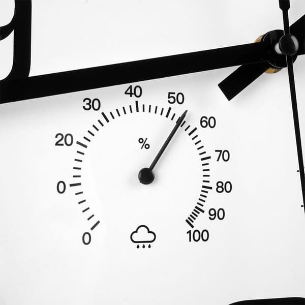 Väggklocka med termometer och hygrometer, vit, 30 cm