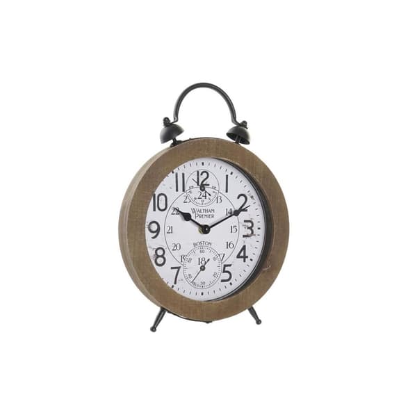 Pöytäkello DKD Home Decor Naturell MDF Hvit Jern (24 x 5 x 30 cm)