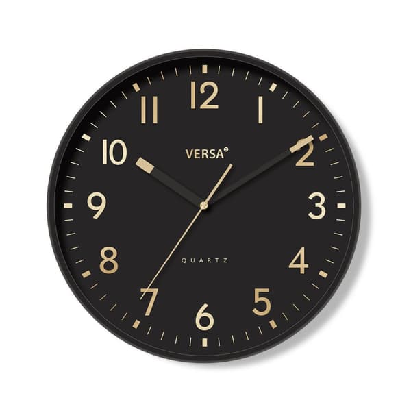 Väggklocka Versa Svart Plast 4 x 30 x 30 cm