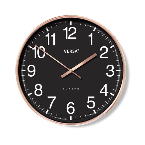 Väggklocka Versa Svart Plast 4,3 x 30 x 30 cm