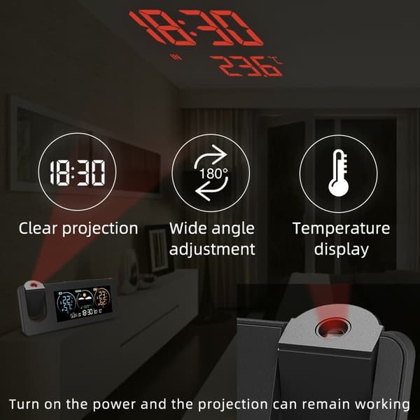 Projektionsur Kalender Vejrstation Digital alarm temperatur/fugtighedssensor