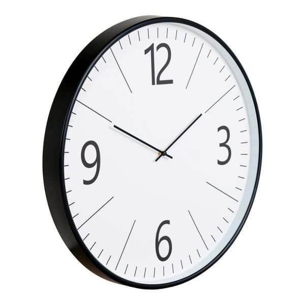 Rootz Biel Wall Clock - Silent Movement Clock - Tyst väggklocka - Säkerställer fredlig miljö - Ø51cm x 5cm - Svart/vit klassisk design