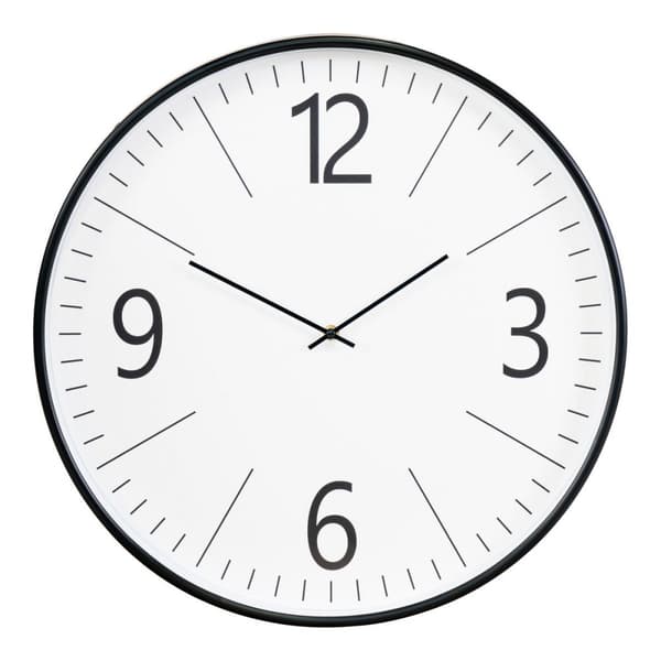 Rootz Biel Wall Clock - Silent Movement Clock - Tyst väggklocka - Säkerställer fredlig miljö - Ø51cm x 5cm - Svart/vit klassisk design