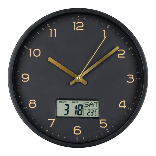 Rootz Wall Clock - Digital Clock - Silent Movement - Lätt att läsa display - Ø25cm