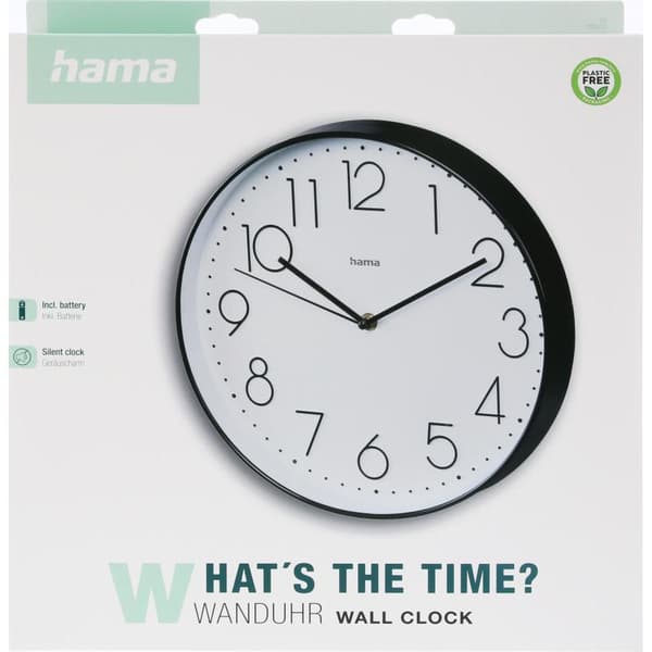 Hama Väggklocka Corsica Svart/Vit 30cm