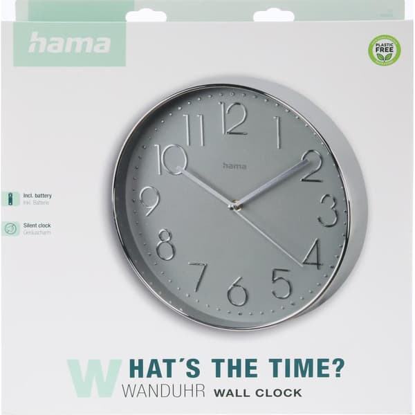 Hama Veggklokke Corsica Sølv 30 Cm