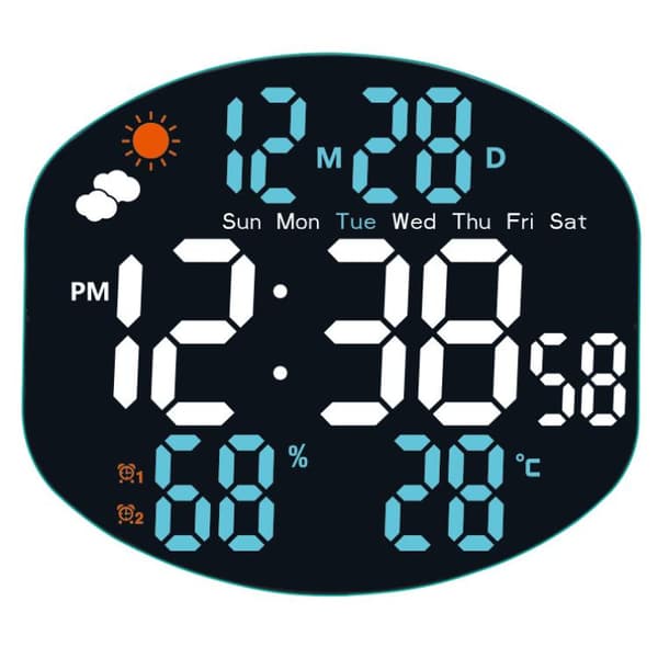 Seinäkello Digital Temp Hum