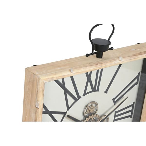 Väggklocka Home ESPRIT Vit Naturell Metall furuträ 60 x 8,5 x 73 cm