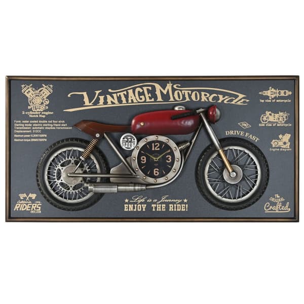 Väggklocka Home ESPRIT Röd Gyllene PVC Metall Motorcykel Vintage 120 x 15,5 x 60 cm