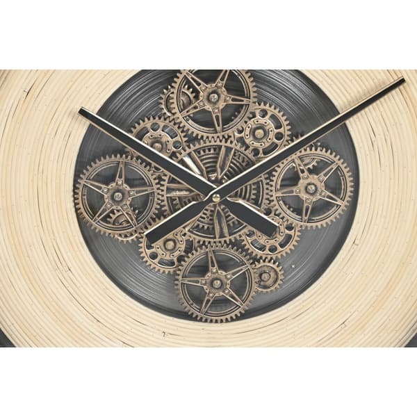 Vægur Home ESPRIT Sort Natur Metal Spanskrør 100 x 9 x 100 cm