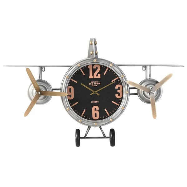 Veggklokke Home ESPRIT Gyllen Sølv Metall Fly Vintage 87 x 17 x 52,5 cm