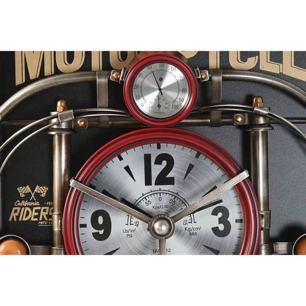 Veggklokke Home ESPRIT Svart Rød Gyllen PVC Metall Moped Vintage 60 x 18 x 120 cm