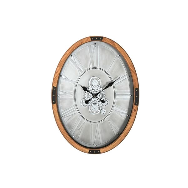 Vægur Home ESPRIT Sølvfarvet Natur Metal Krystal Fyr 50 x 8 x 68 cm