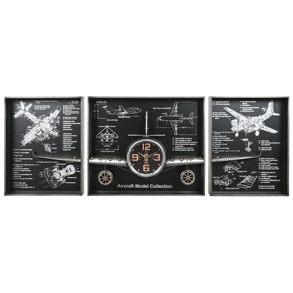 Vægur Home ESPRIT Gylden Sølvfarvet Metal Fly Vintage 175 x 21 x 64 cm