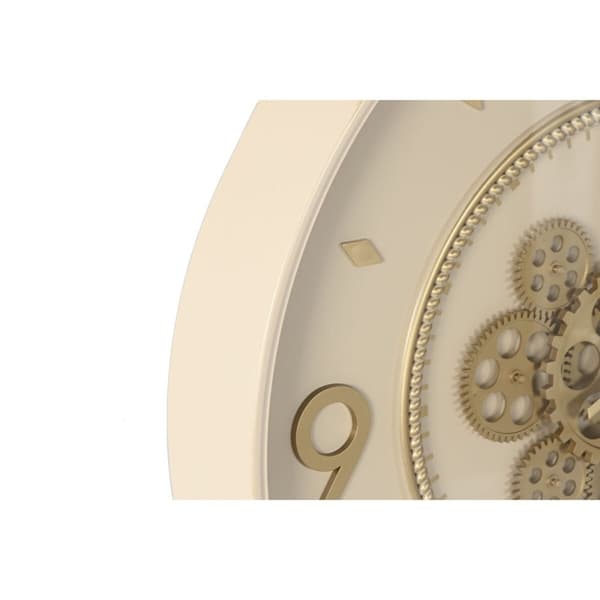 Seinäkello Home ESPRIT Beige Kullattu Kristalli Rauta 55,5 x 8,5 x 55,5 cm