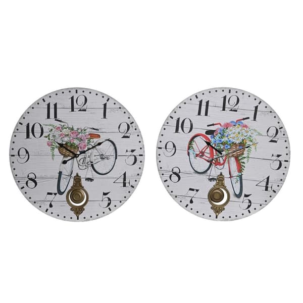 Seinäkello DKD Home Decor Polkupyörä Metalli Monivärinen Puu MDF (2 osaa) (58 x 4 x 58 cm)