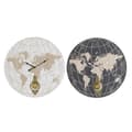 Miniatyrbilde 1 av 3: Veggklokke DKD Home Decor Svart Beige Metall MDF Verdenskart (58 x 8 x 58 cm)