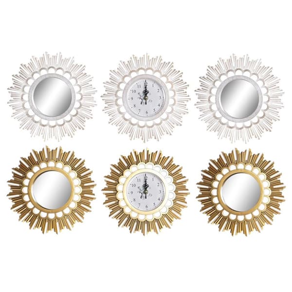 Veggklokke DKD Home Decor Speil PP (25 x 2,5 x 25 cm) (2 enheter)