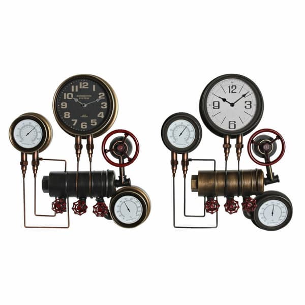 Seinäkello DKD Home Decor Musta Punainen Rauta Kullattu (2 pcs) (46 x 13 x 58 cm)