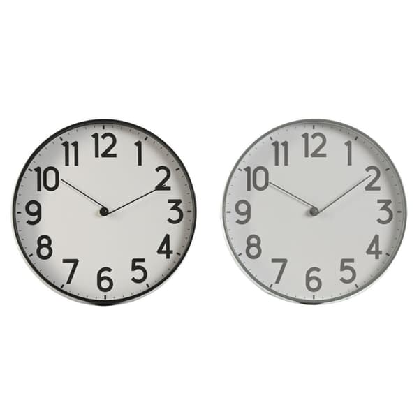 Väggklocka Home ESPRIT Svart Grå PVC 30 x 4 x 30 cm (2 antal)