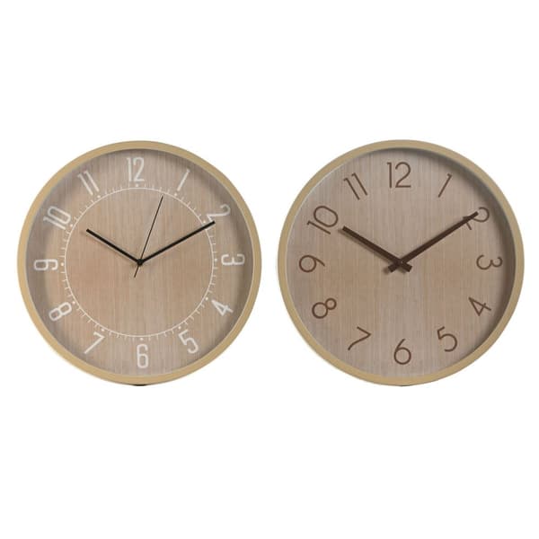 Väggklocka Home ESPRIT Naturell PVC 40 x 4 x 40 cm (2 antal)