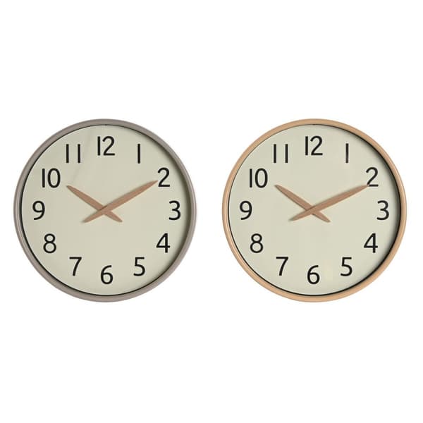 Väggklocka Home ESPRIT Beige Naturell PVC Trä 30 x 4,7 x 30 cm (2 antal)