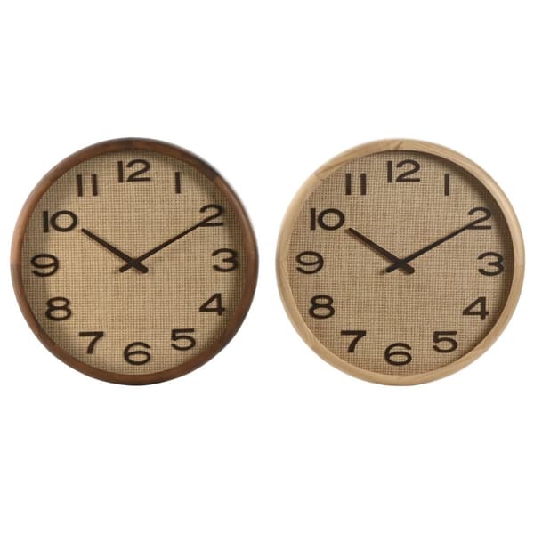 Väggklocka Home ESPRIT Brun Naturell Trä Rattan 40 x 5 x 40 cm (2 antal)