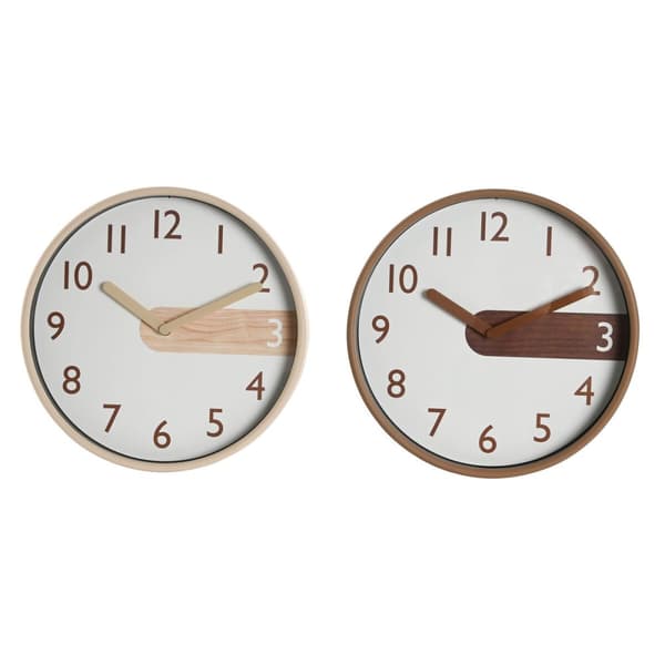 Väggklocka Home ESPRIT Brun Naturell PVC Trä 30 x 4,7 x 30 cm (2 antal)
