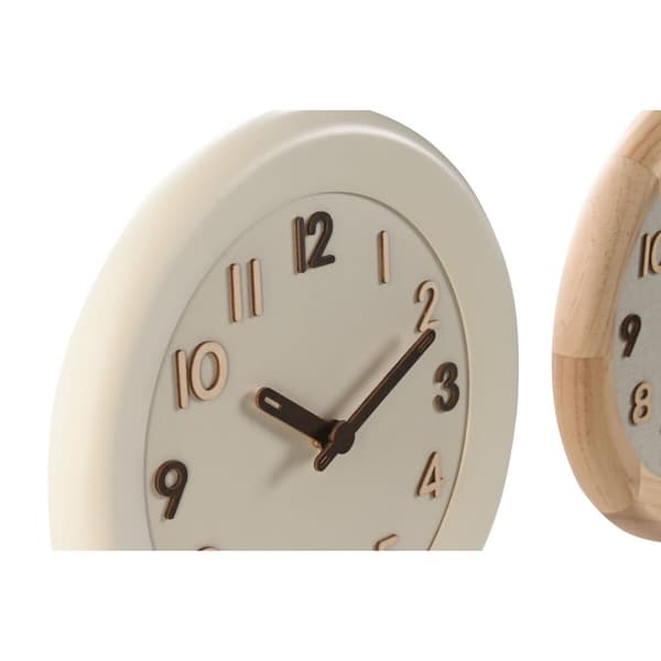 Väggklocka Home ESPRIT Beige Naturell Trä 30 x 5 x 30 cm (2 antal)