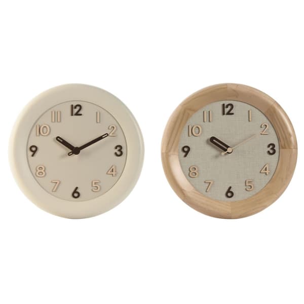 Väggklocka Home ESPRIT Beige Naturell Trä 30 x 5 x 30 cm (2 antal)